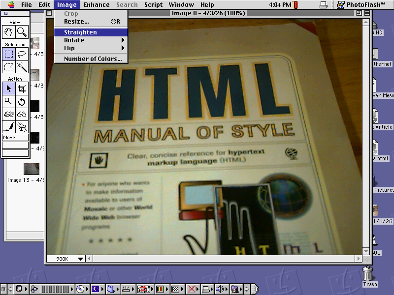 Selected PhotoFlash straighten tool