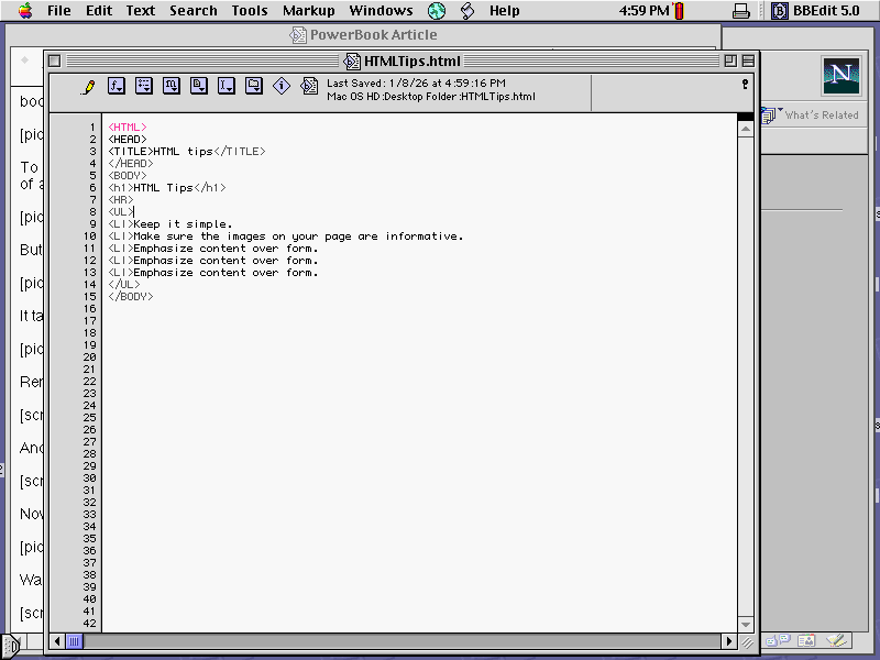 HTML source in BBEdit
