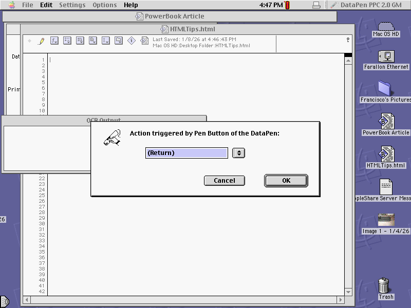DataPen pen button settings