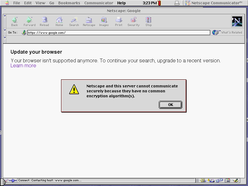 Encryption algorithm error in Netscape