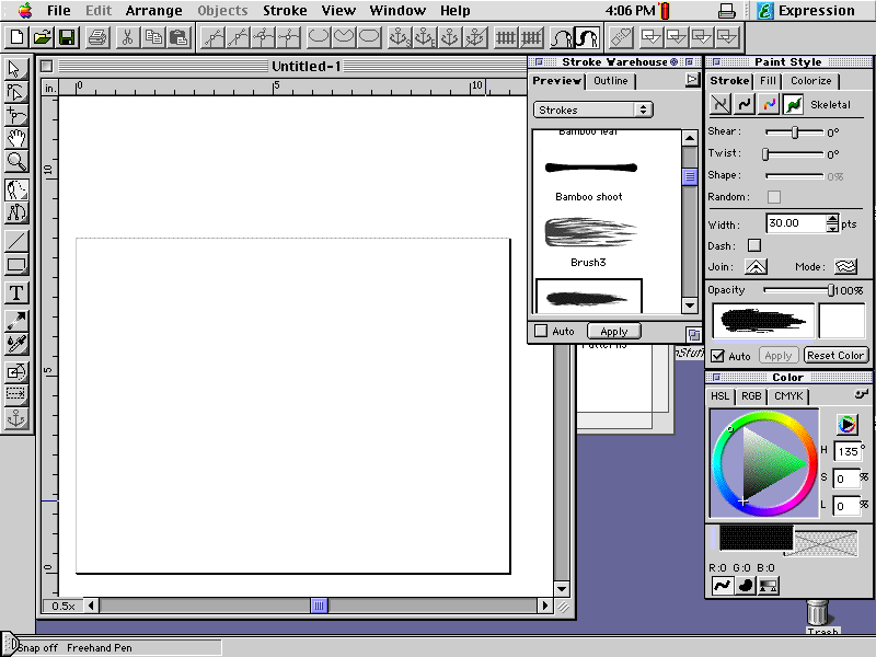 Expression starting page with blank document