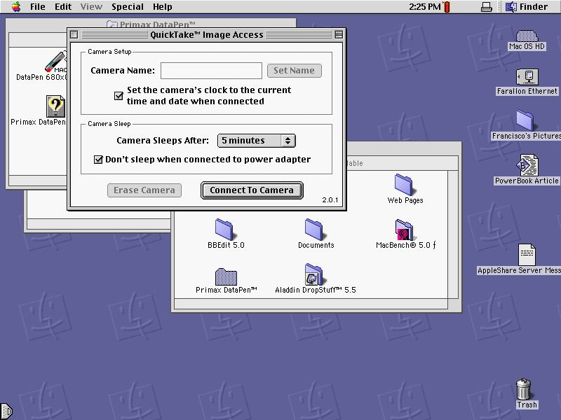 QuickTake control panel